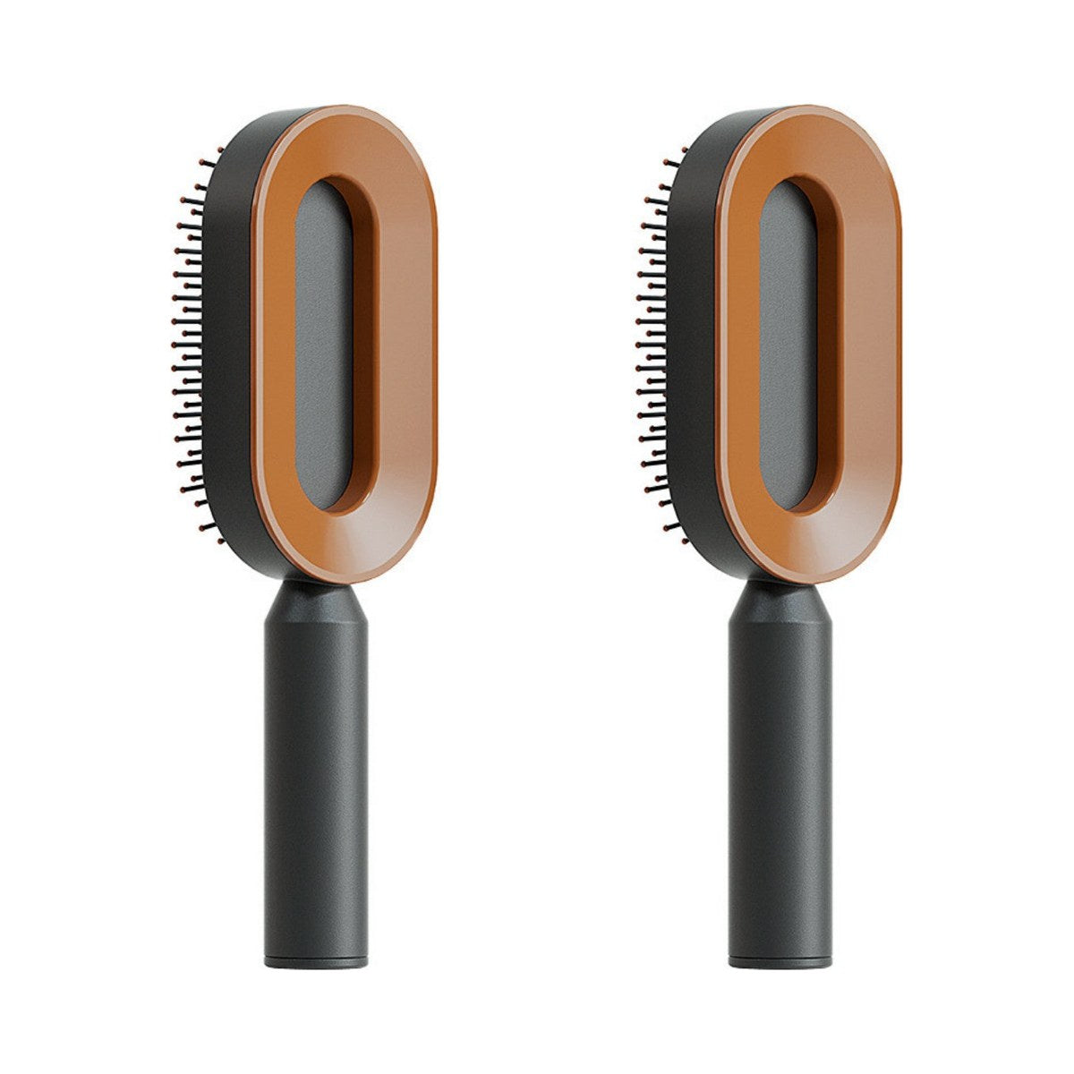 Brosse démêlante autonettoyante NOVIA · Lot de 2 / Marron