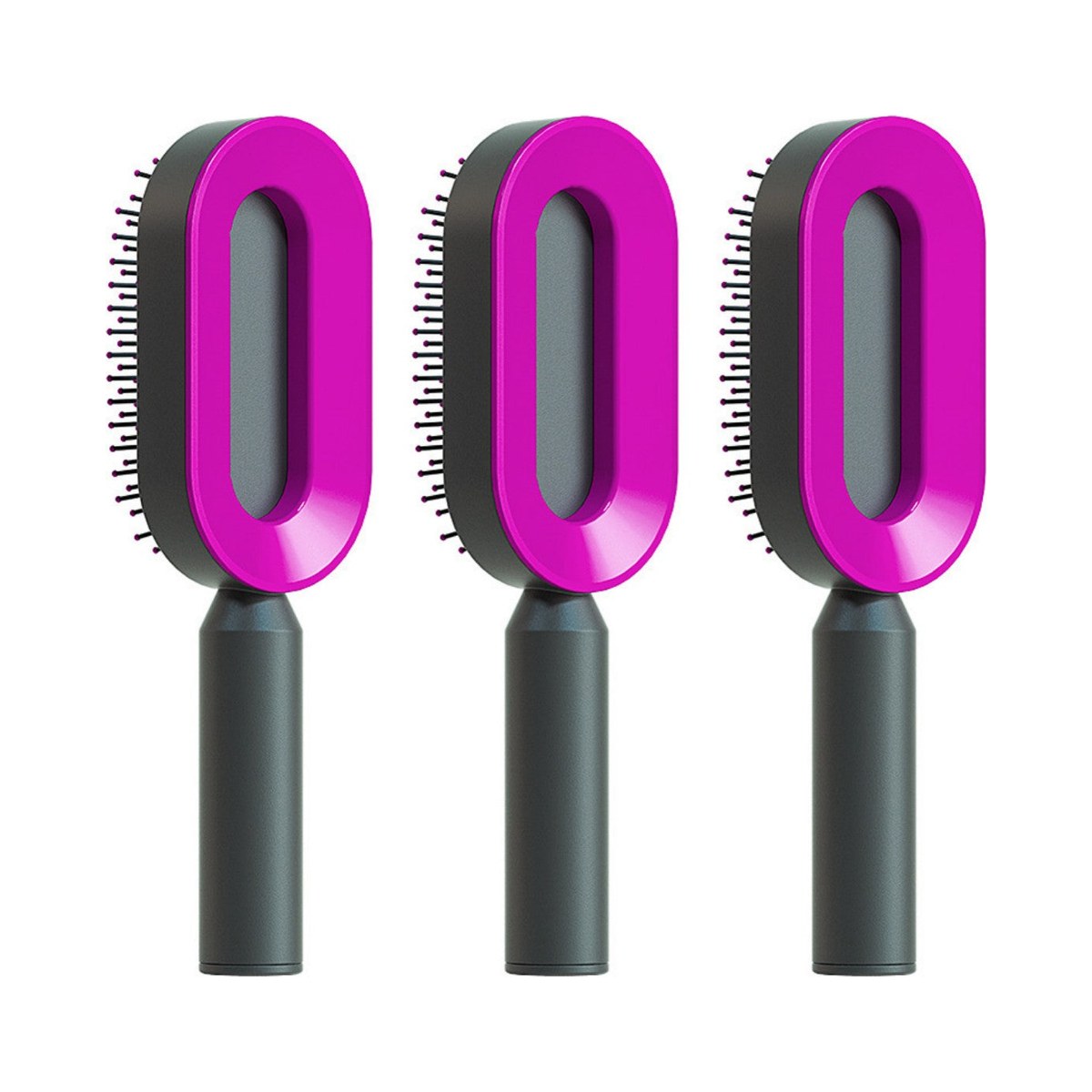 Brosse démêlante autonettoyante NOVIA · Lot de 3 / Violet